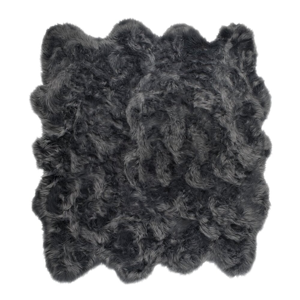 Luxe Home Decor Gordon Faux Sheepskin Octo Rug | 1-Piece | Grey | 6'x6'